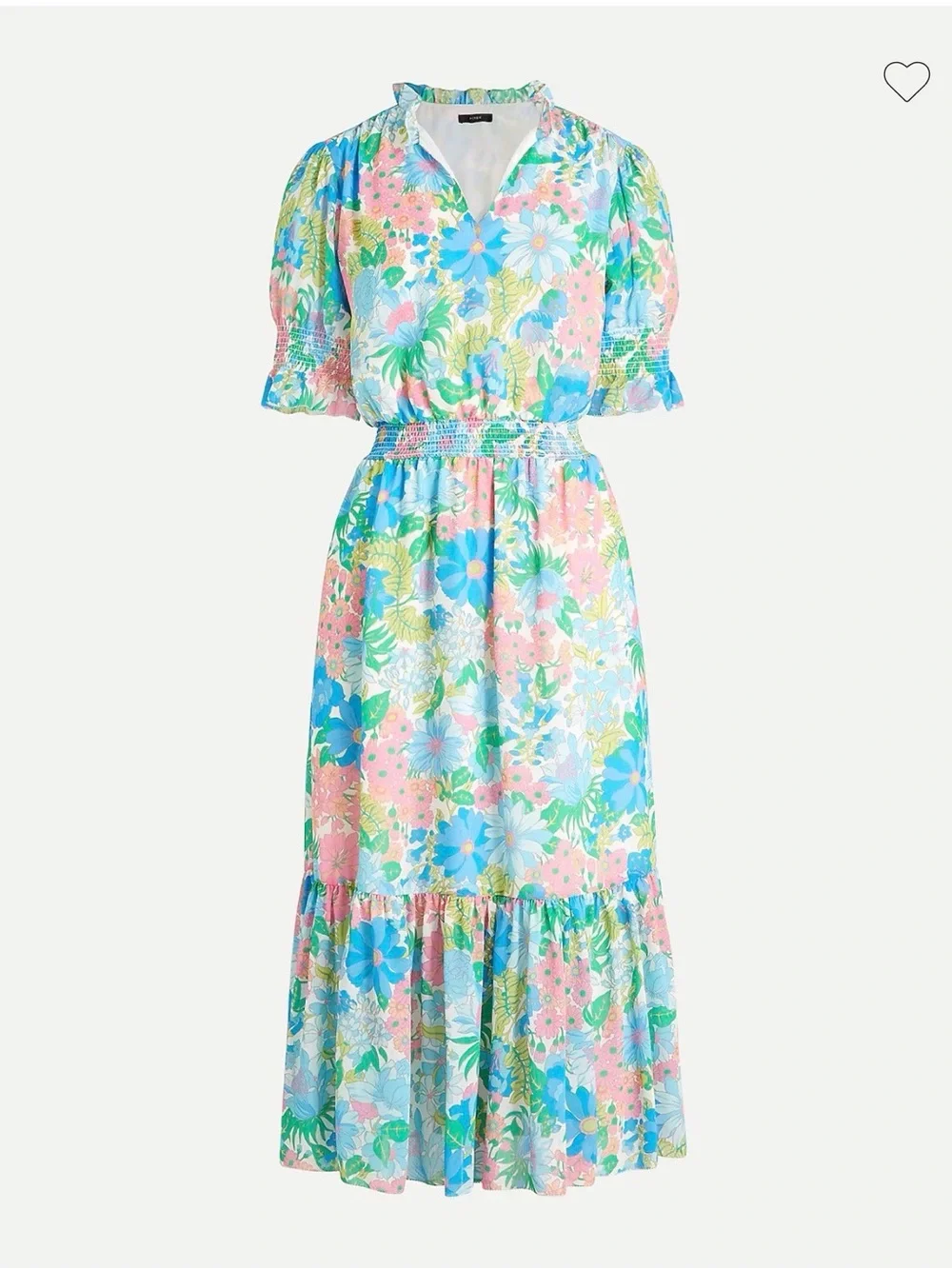 J. Crew Floral Midi Dress in Pastel Multicolor